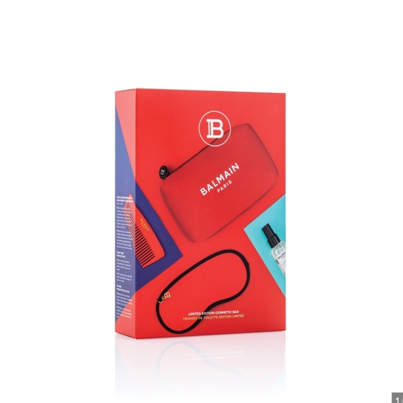 006 BALMAIN PARIS LIMITED EDITION Red Cosmetic Bags BALMAINHAIR NEW - Picture 4 of 6